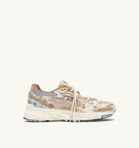HYPERWAY SUPER VINTAGE SNEAKERS IN MILKSHAKE AND SILVER SUEDE