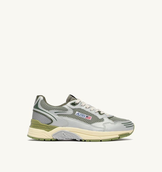 HYPERWAY SNEAKERS IN SILVER SEA GRASS AND CYPRESS SYNTHETIC LEATHER AND MESH