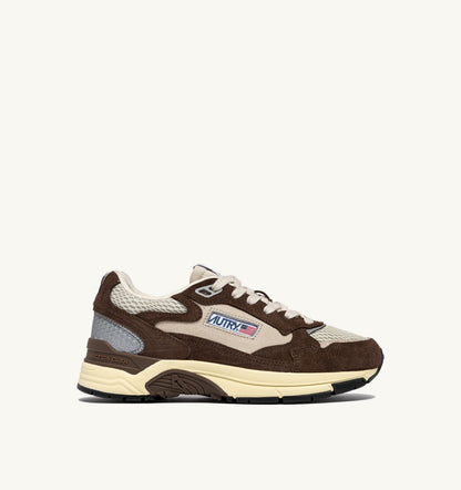 HYPERWAY SNEAKERS IN SAND AND BRICK RED MESH AND SUEDE