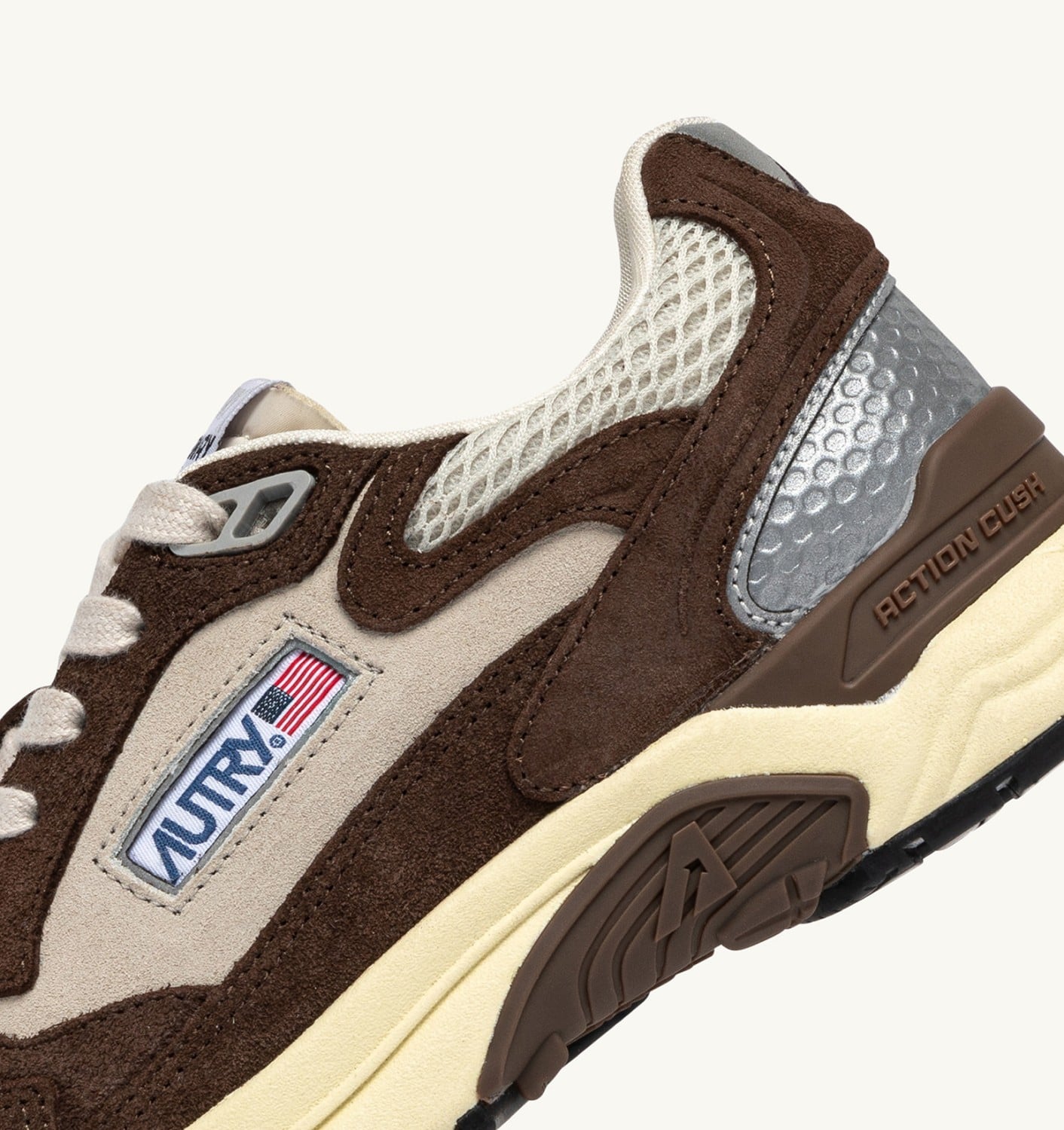 HYPERWAY SNEAKERS IN SAND AND BRICK RED MESH AND SUEDE