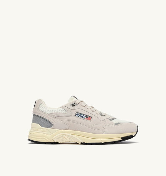 HYPERWAY SNEAKERS IN WHITE AND SILVER MESH AND SUEDE
