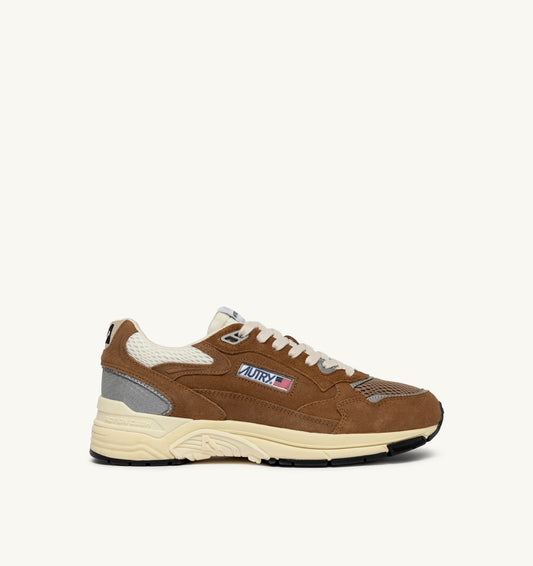 HYPERWAY SNEAKERS IN CIGAR AND SILVER MESH AND SUEDE