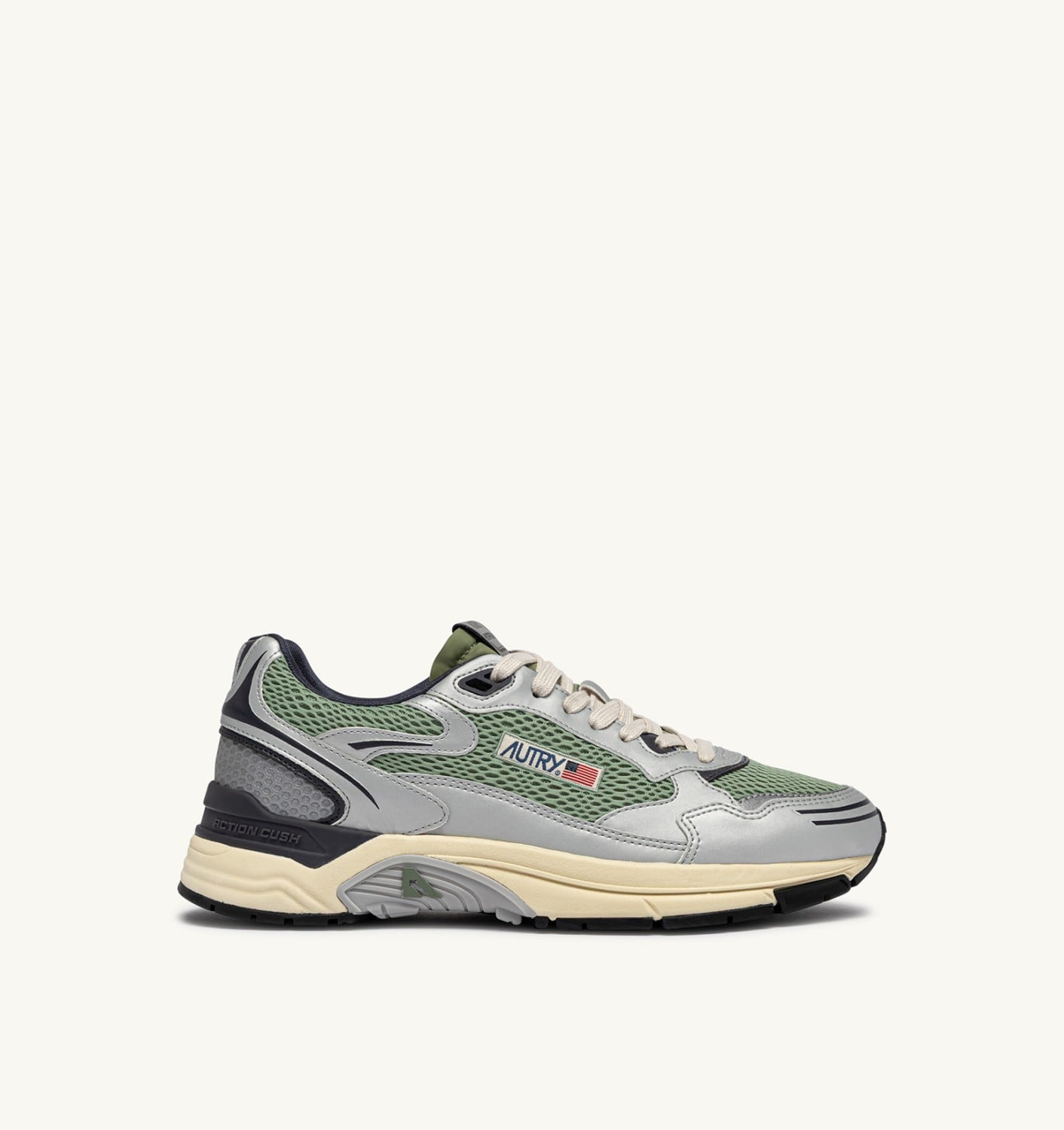 HYPERWAY SNEAKERS IN SILVER, TEA AND BLACKENED PEARL SYNTHETIC LEATHER AND MESH