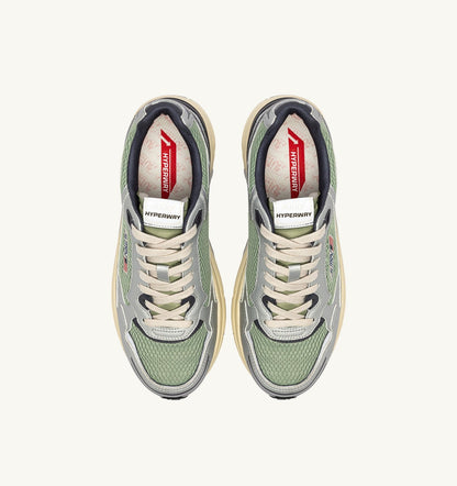 HYPERWAY SNEAKERS IN SILVER, TEA AND BLACKENED PEARL SYNTHETIC LEATHER AND MESH