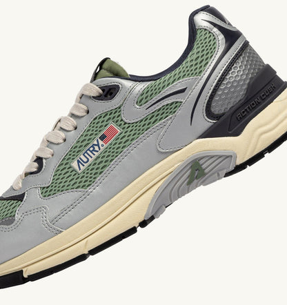 HYPERWAY SNEAKERS IN SILVER, TEA AND BLACKENED PEARL SYNTHETIC LEATHER AND MESH