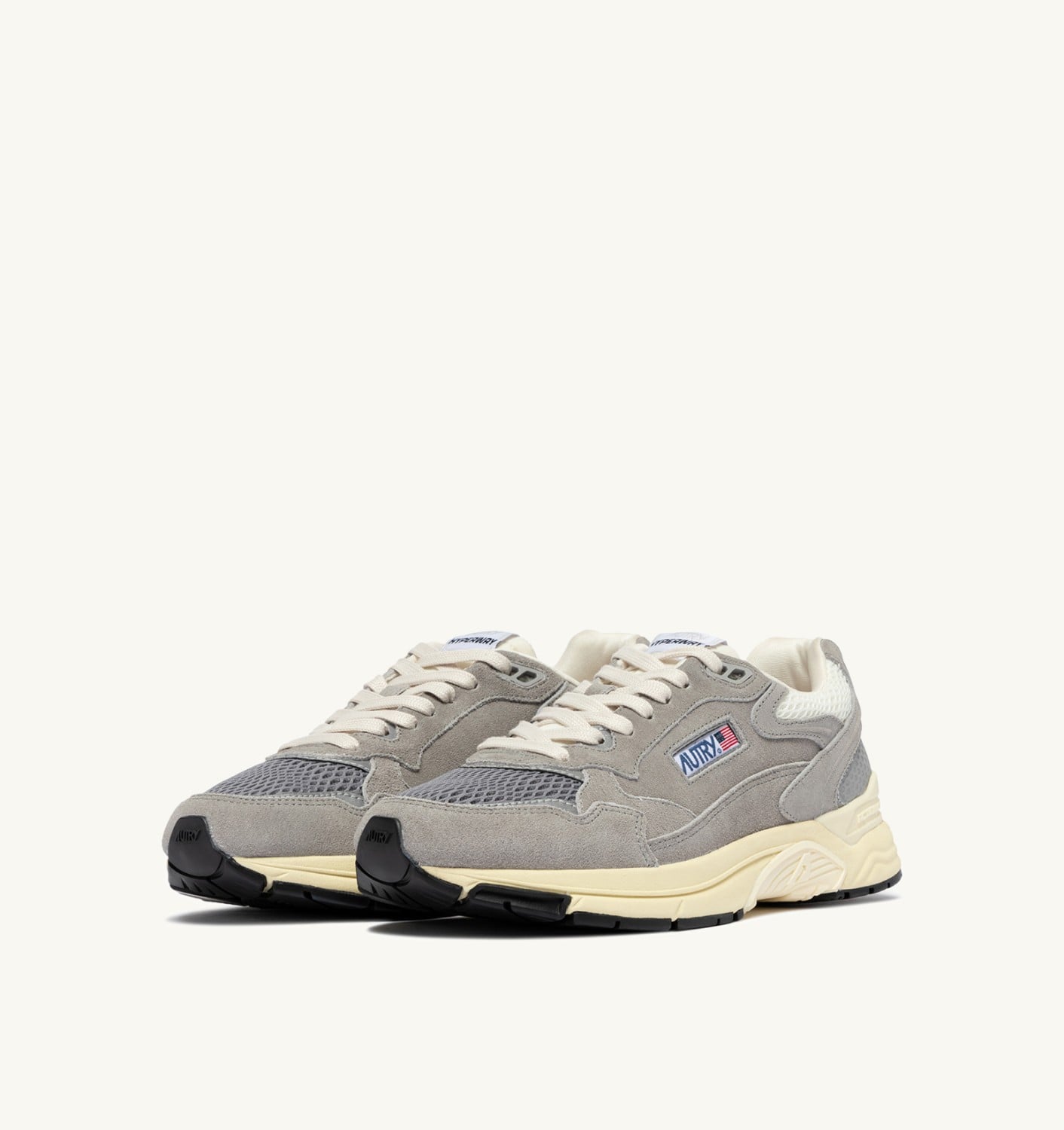 HYPERWAY SNEAKERS IN MARSHMALLOW AND LEAD SUEDE AND MESH