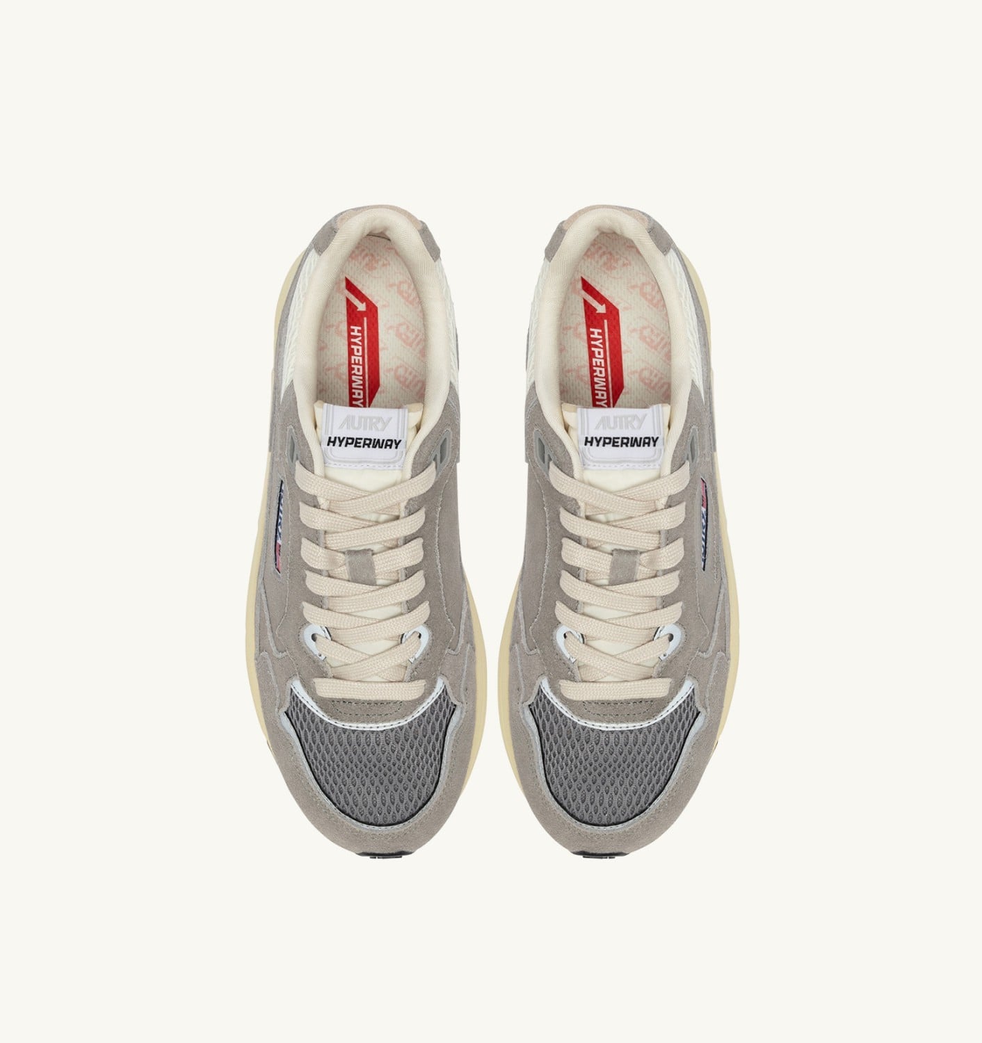 HYPERWAY SNEAKERS IN MARSHMALLOW AND LEAD SUEDE AND MESH