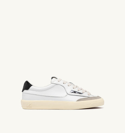WINDSCAPE LOW SNEAKERS IN WHITE AND BLACK LEATHER