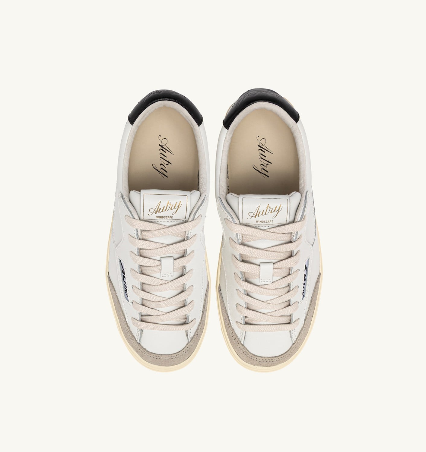 WINDSCAPE LOW SNEAKERS IN WHITE AND BLACK LEATHER
