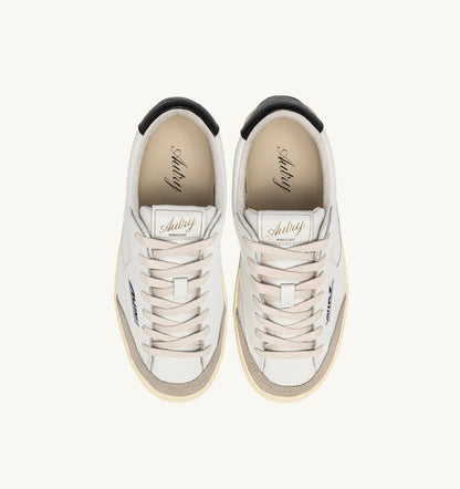 WINDSCAPE LOW SNEAKERS IN WHITE AND BLACK LEATHER