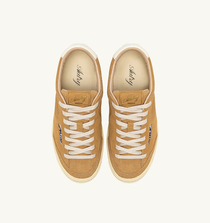 WINDSCAPE LOW SNEAKERS IN COPPER BROWN AND MARSHMALLOW SUEDE