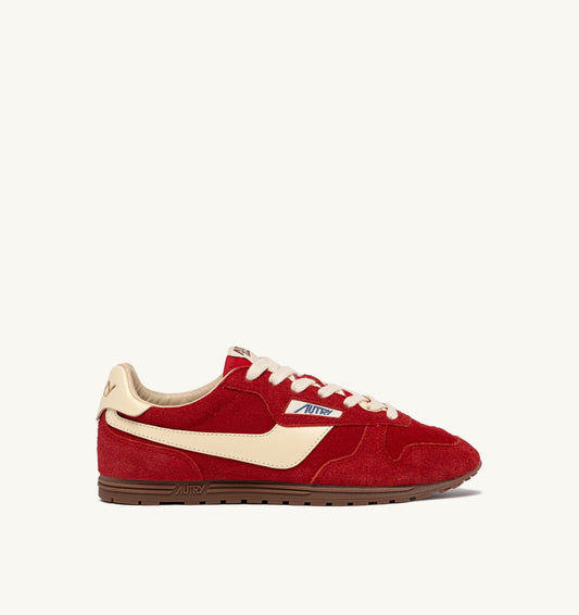 WINDSPIN SNEAKERS IN RUBY AND RUTABAGA SUEDE AND LEATHER