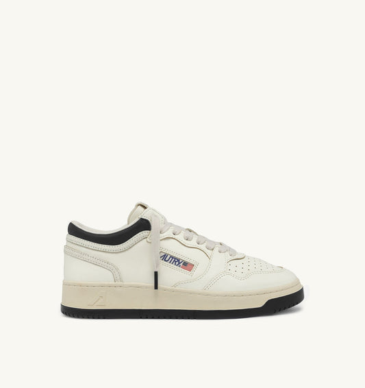 MED-WAY SNEAKERS IN LEATHER COLOR MARSHMALLOW AND BLACK
