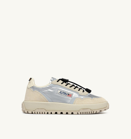WILDPACE LOW SNEAKERS IN WHITE AND SILVER FABRIC AND SUEDE