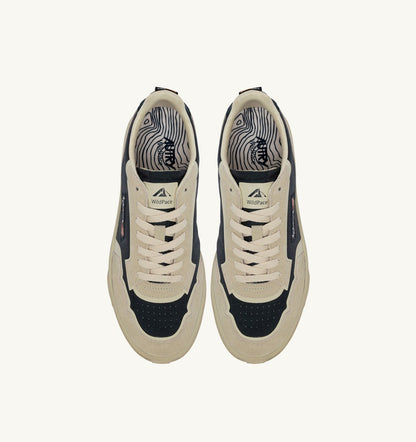 WILDPACE LOW SNEAKERS IN WHITE AND SPACE BLUE CORDURA AND SUEDE