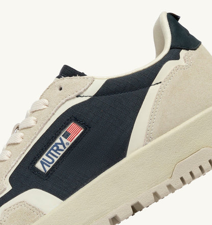 WILDPACE LOW SNEAKERS IN WHITE AND SPACE BLUE CORDURA AND SUEDE