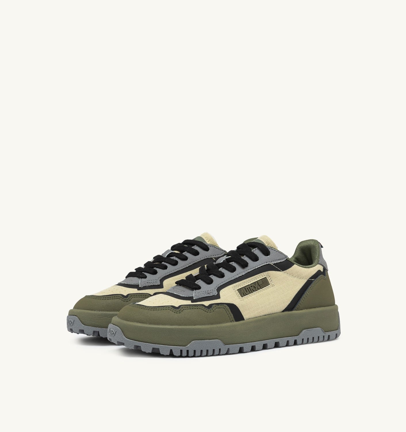 WILDPACE LOW SNEAKERS IN RIPSTOP NYLON AND LEATHER COLOR CASTLE WALL AND TITANIUM