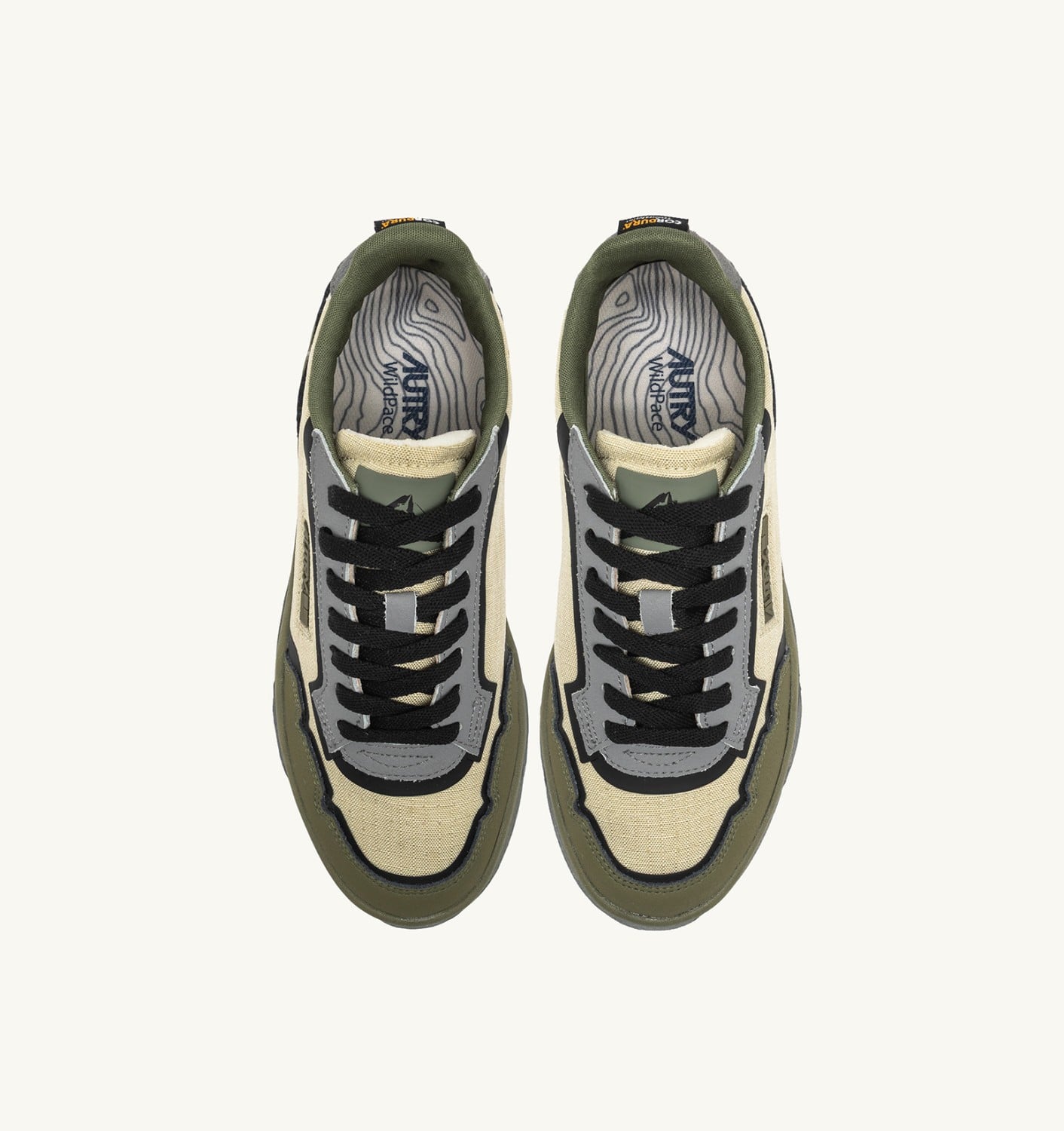 WILDPACE LOW SNEAKERS IN RIPSTOP NYLON AND LEATHER COLOR CASTLE WALL AND TITANIUM