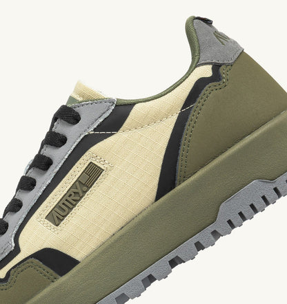 WILDPACE LOW SNEAKERS IN RIPSTOP NYLON AND LEATHER COLOR CASTLE WALL AND TITANIUM