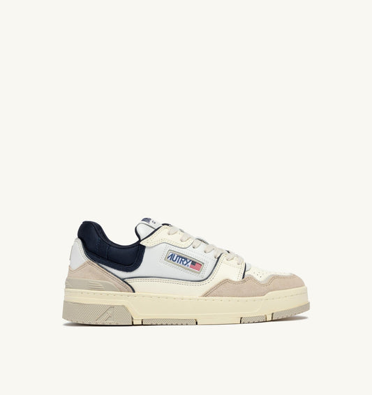 SNEAKERS CLC LOW IN WHITE SAND AND SPACE BLUE LEATHER AND SUEDE