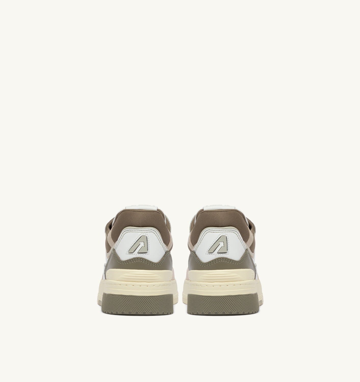 SNEAKERS CLC LOW IN WHITE PELICAN AND COVERT GREEN LEATHER AND SUEDE