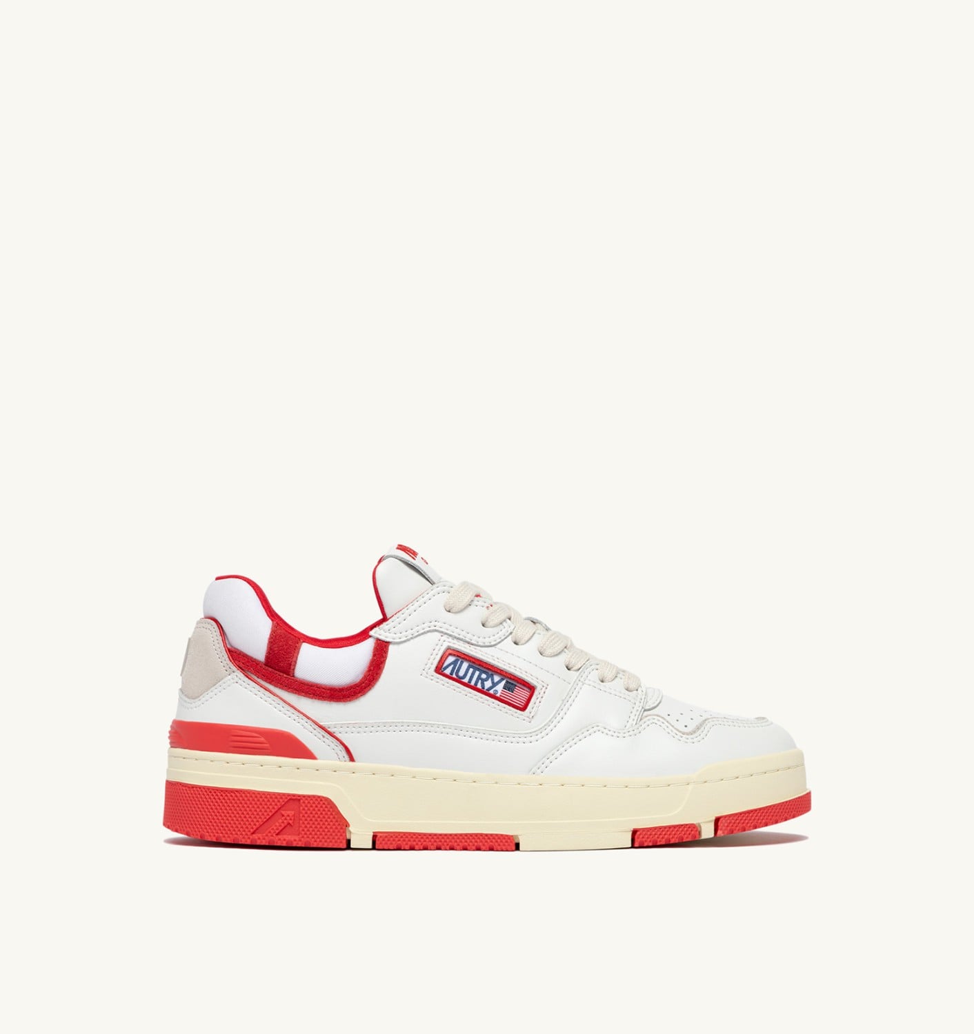 SNEAKERS CLC LOW IN WHITE AND VIRGIN RED LEATHER
