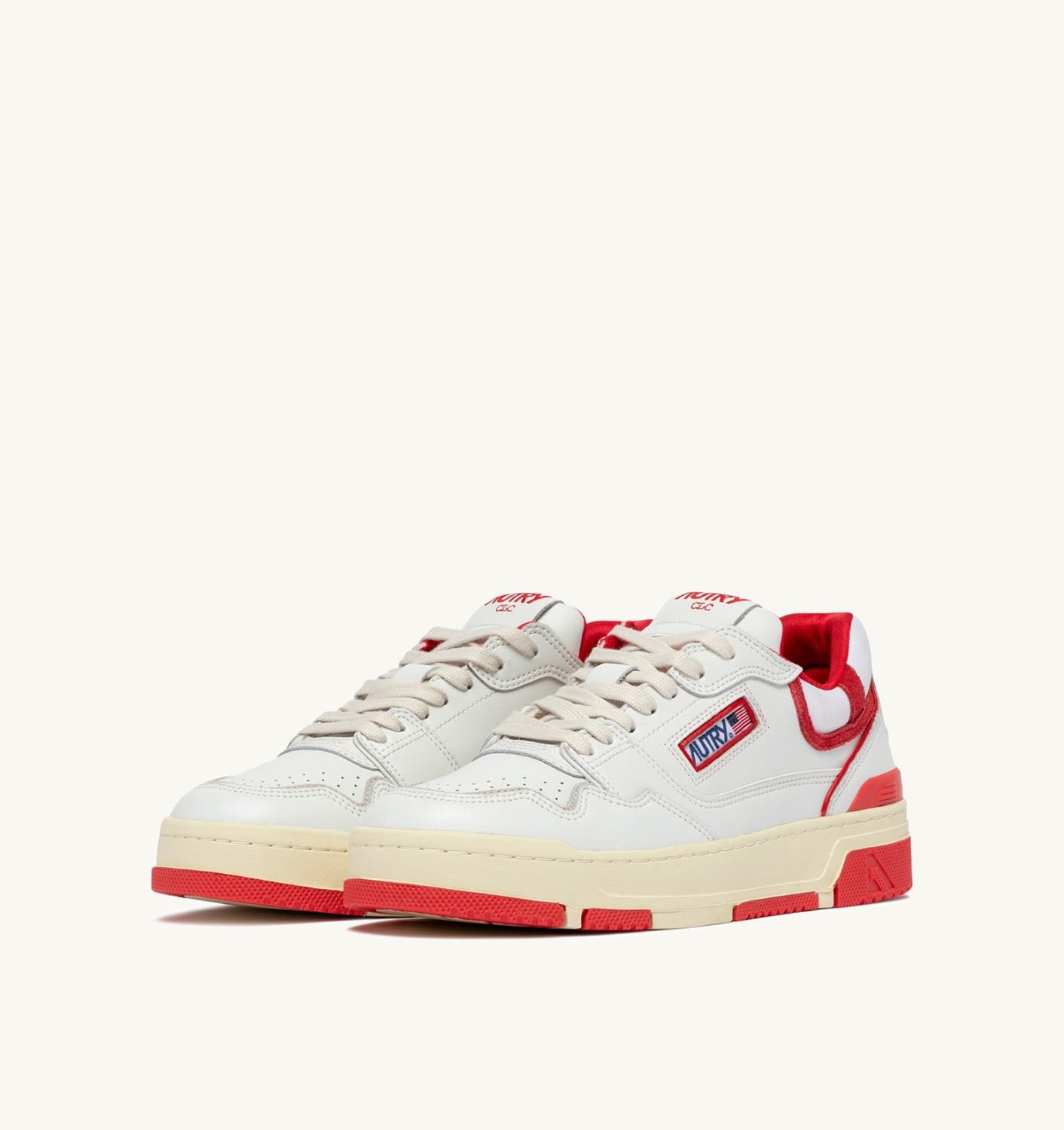 SNEAKERS CLC LOW IN WHITE AND VIRGIN RED LEATHER