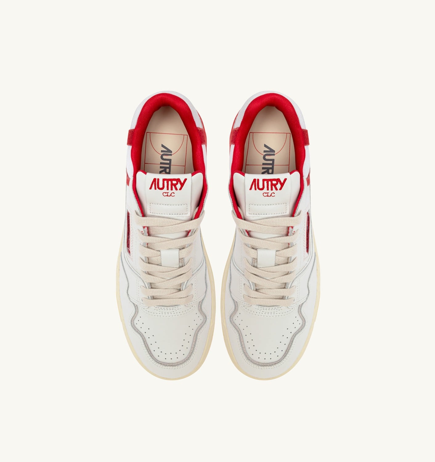SNEAKERS CLC LOW IN WHITE AND VIRGIN RED LEATHER