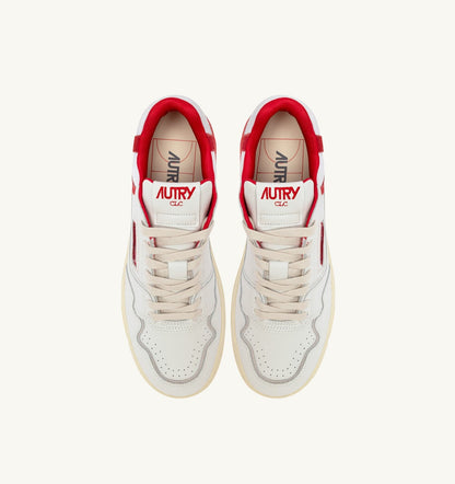 SNEAKERS CLC LOW IN WHITE AND VIRGIN RED LEATHER