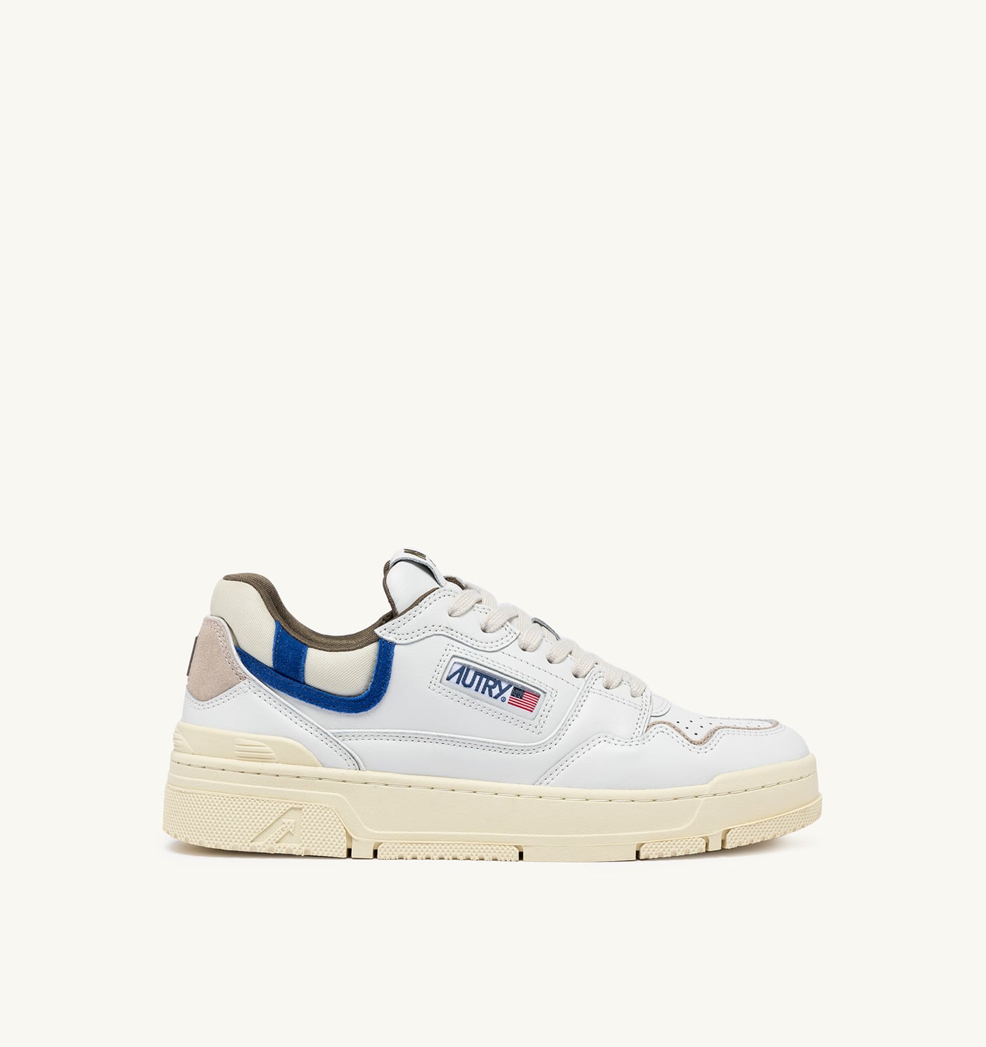 CLC LOW SNEAKERS IN WHITE LEATHER AND BLUE SUEDE