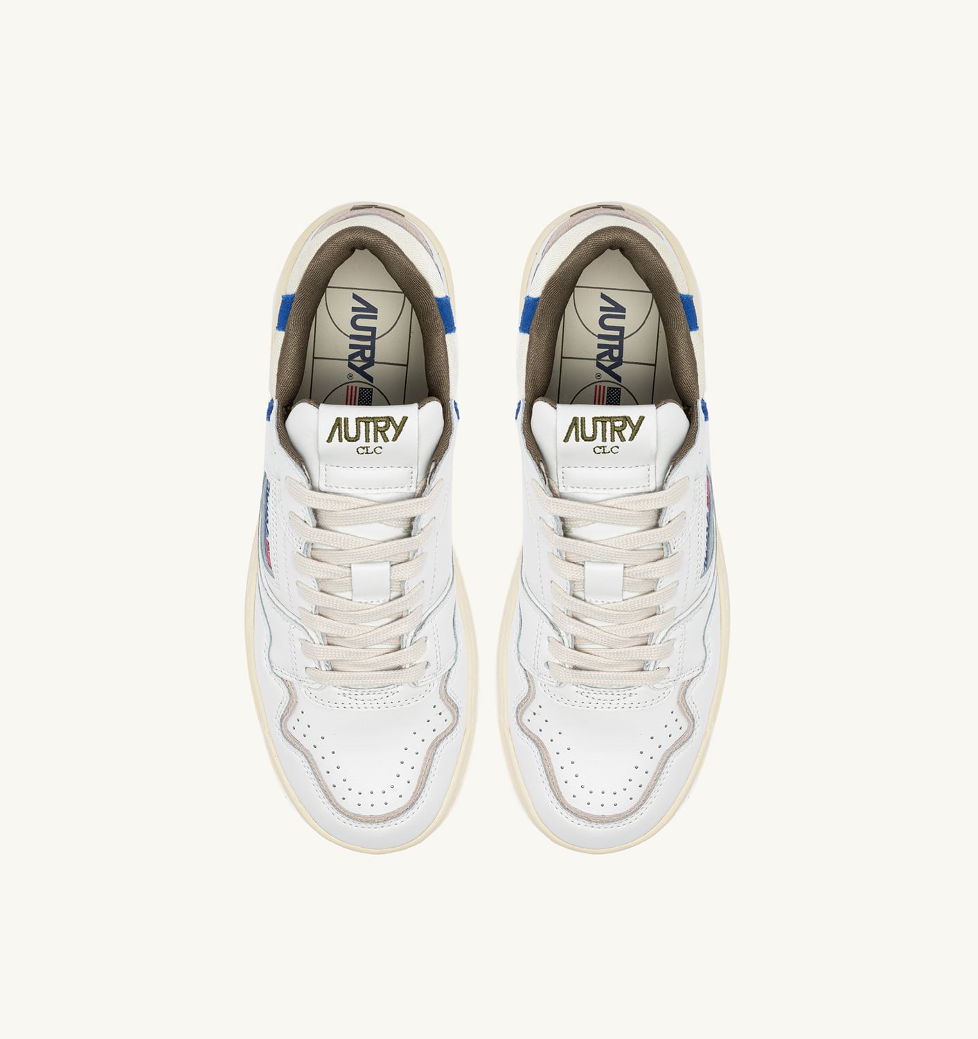 CLC LOW SNEAKERS IN WHITE LEATHER AND BLUE SUEDE