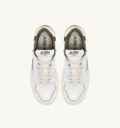 CLC LOW SNEAKERS IN WHITE LEATHER AND BLUE SUEDE