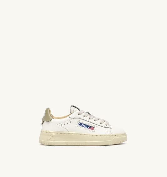SNEAKERS DALLAS KIDS LOW IN MARSHMALLOW AND GRAY GREEN LEATHER