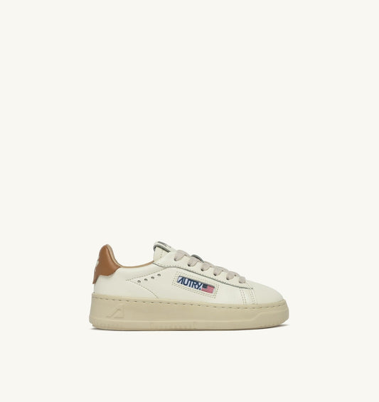 DALLAS KIDS KIDS LOW SNEAKERS IN LEATHER COLOR MARSHMALLOW AND BROWN SUGAR