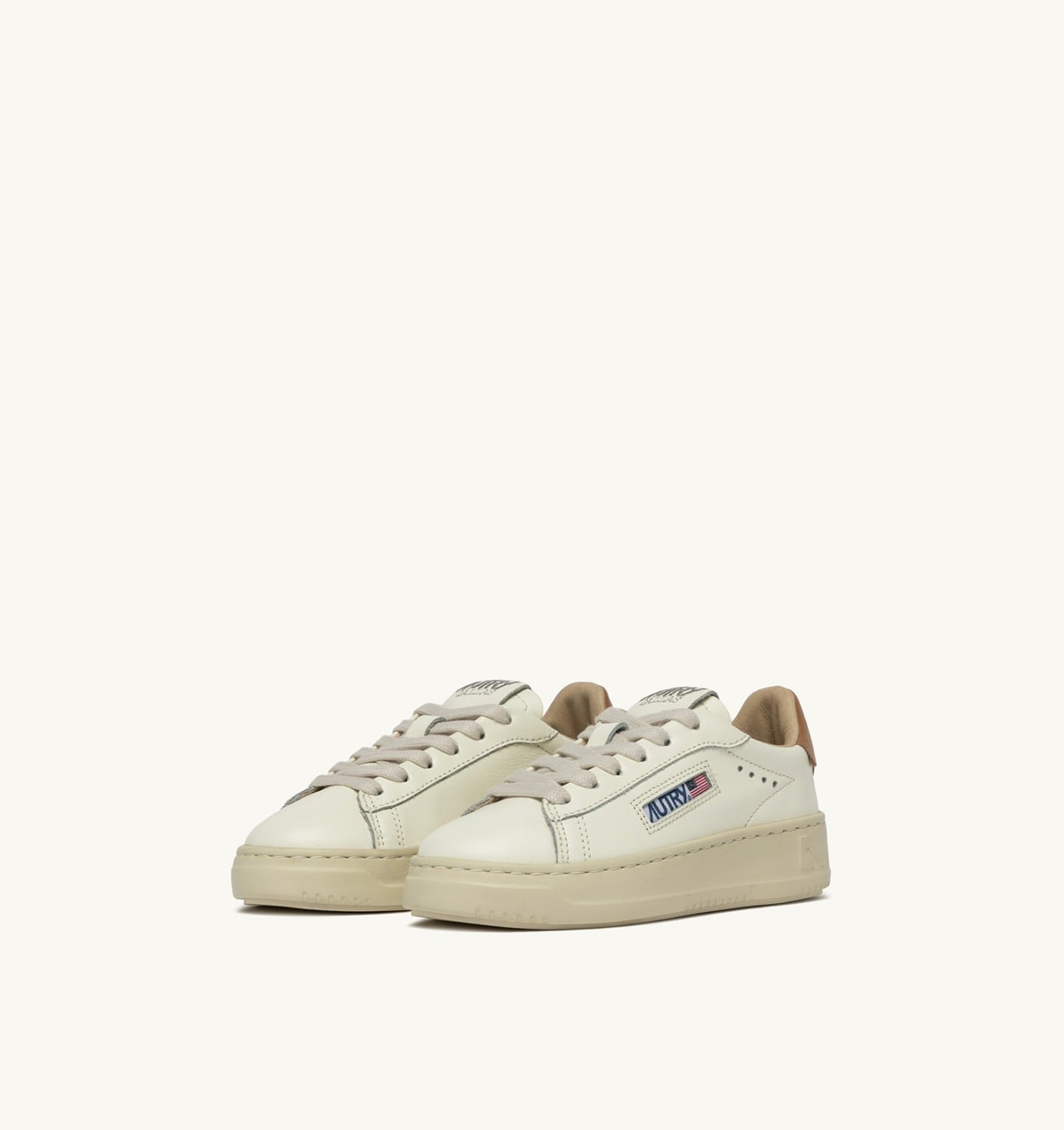 DALLAS KIDS KIDS LOW SNEAKERS IN LEATHER COLOR MARSHMALLOW AND BROWN SUGAR