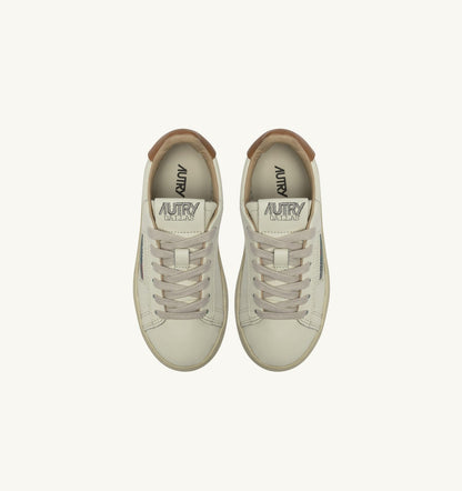 DALLAS KIDS KIDS LOW SNEAKERS IN LEATHER COLOR MARSHMALLOW AND BROWN SUGAR