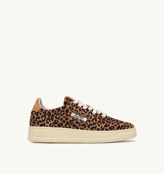 MEDALIST EASEKNIT LOW SNEAKERS IN 'LEOPARD PRINT' BROWN AND BEIGE KNIT