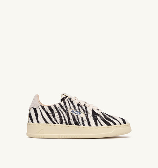 MEDALIST EASEKNIT LOW SNEAKERS IN 'ZEBRA PRINT' IVORY WHITE AND BLACK KNIT