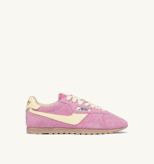 WINDSPIN SNEAKERS IN ROSE POMPADUR AND RUTABAGA SUEDE AND LEATHER