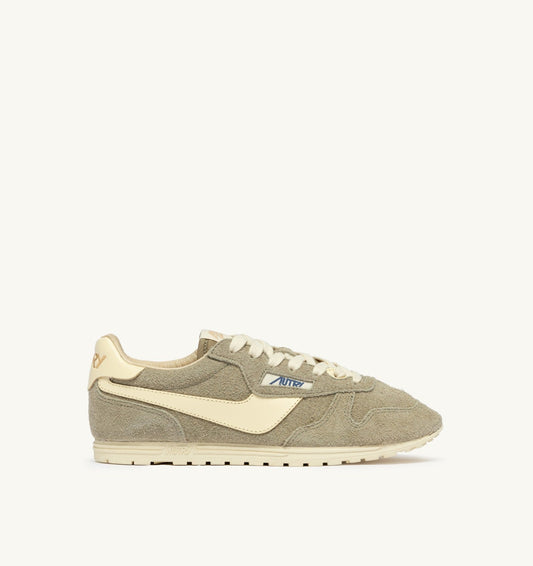 WINDSPIN SNEAKERS IN GRAY GREEN AND RUTABAGA SUEDE AND LEATHER