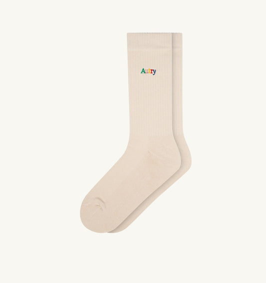 RIBBED SOCKS WITH MULTICOLOR EMBROIDERED LOGO UNISEX