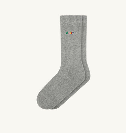 RIBBED SOCKS WITH MULTICOLOR EMBROIDERED LOGO UNISEX