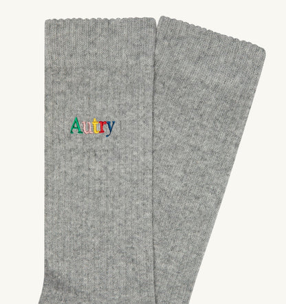 RIBBED SOCKS WITH MULTICOLOR EMBROIDERED LOGO UNISEX