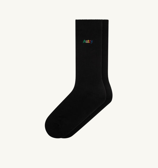RIBBED SOCKS WITH MULTICOLOR EMBROIDERED LOGO UNISEX