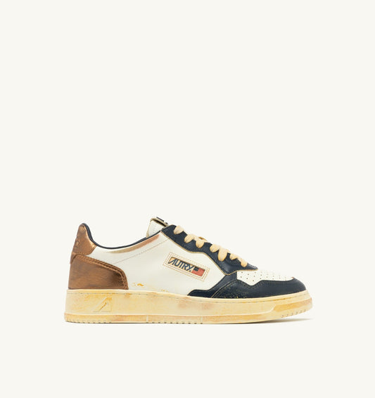 MEDALIST LOW SUPER VINTAGE SNEAKERS IN WHITE COPPER AND SPACE LEATHER