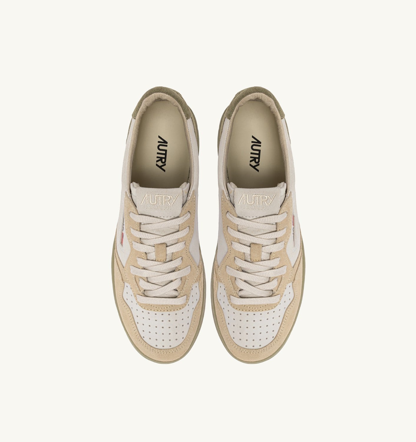 MEDALIST LOW TRICOLOR SNEAKERS IN SUEDE COLOR WHITE SAND AND GRAY GREEN