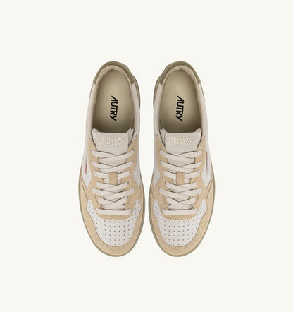 MEDALIST LOW TRICOLOR SNEAKERS IN SUEDE COLOR WHITE SAND AND GRAY GREEN