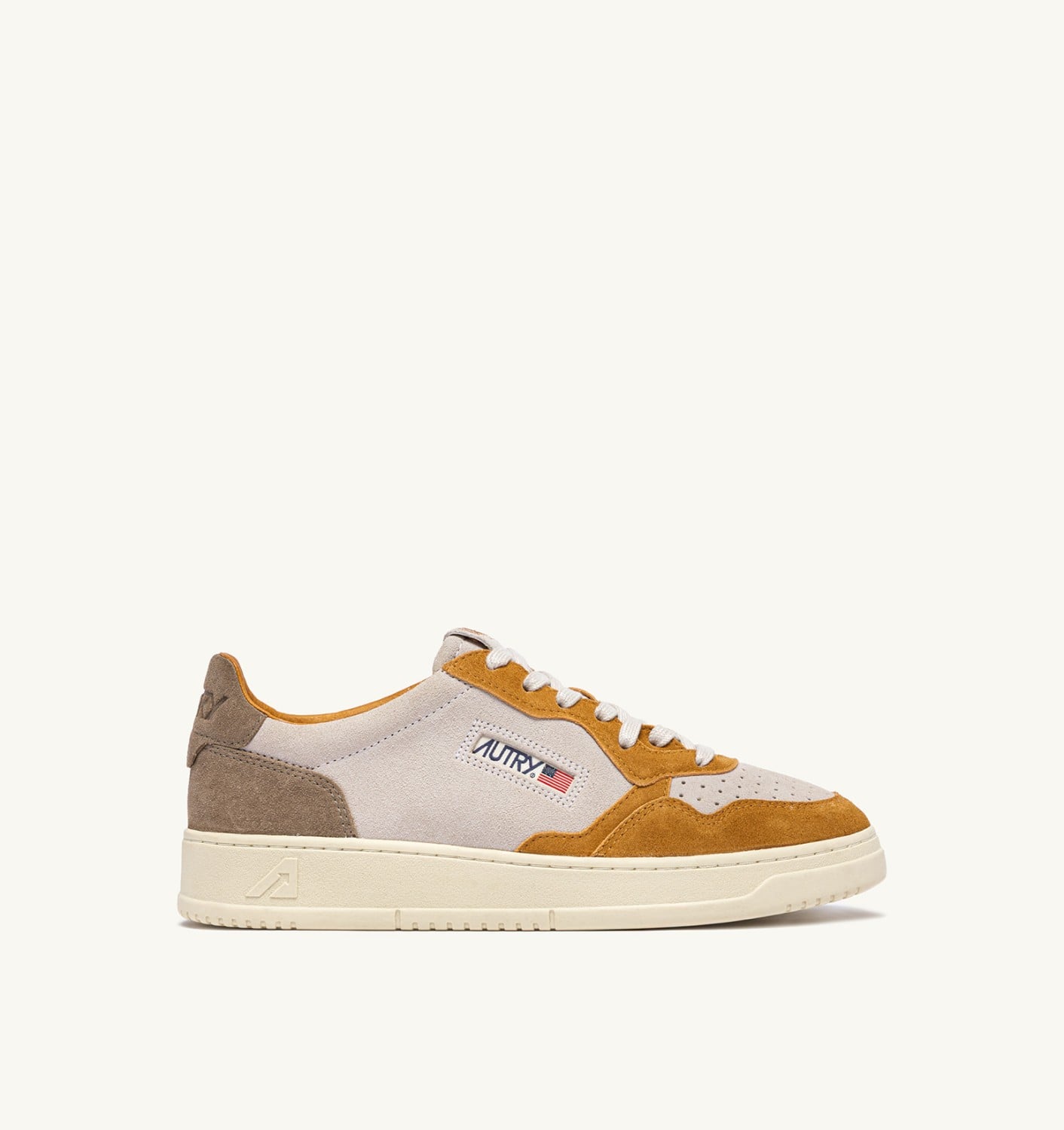 MEDALIST LOW TRICOLOR SNEAKERS IN SUEDE COLOR ANTELOPE WHITE AND BROWN MUSCAT