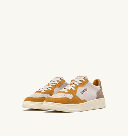 MEDALIST LOW TRICOLOR SNEAKERS IN SUEDE COLOR ANTELOPE WHITE AND BROWN MUSCAT