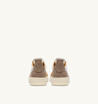 MEDALIST LOW TRICOLOR SNEAKERS IN SUEDE COLOR ANTELOPE WHITE AND BROWN MUSCAT